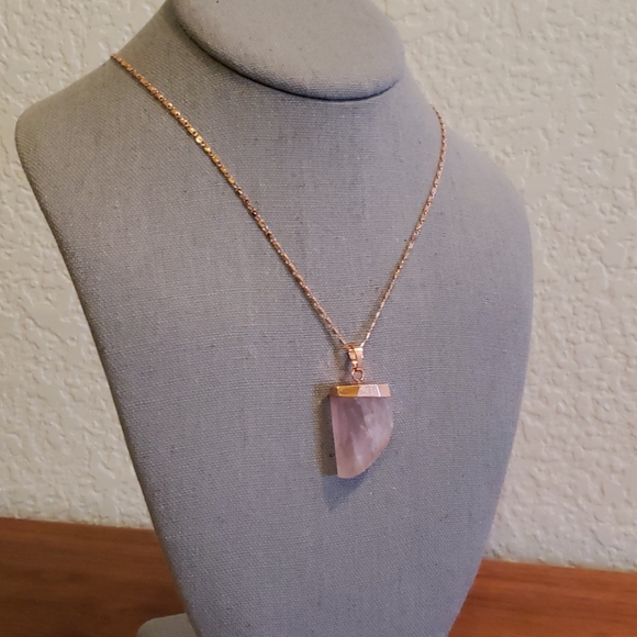 🥳HP🥳 18K Rose Gold Rose Quartz Boho Necklace - Picture 7 of 8